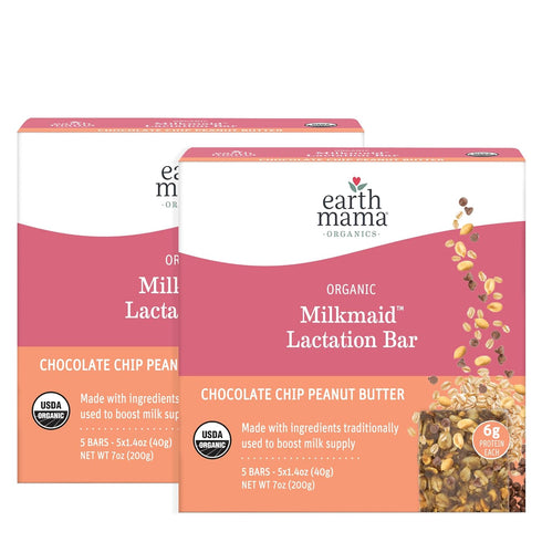 Earth Mama Organic Milkmaid Lactation Bars, Chocolate Chip Peanut Butter, 5 Count