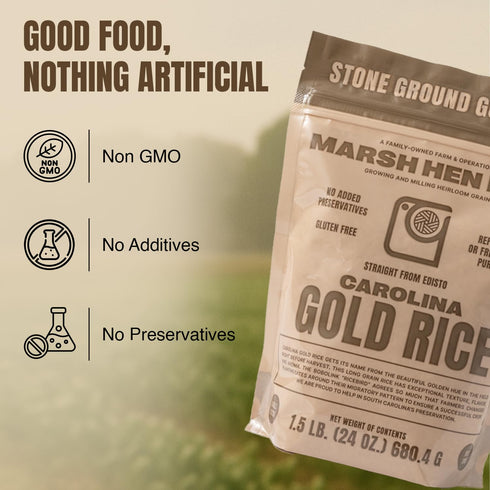 24 oz (Pack 1) Marsh Hen Mill Carolina Gold Rice | Premium Long Grain White Rice with Exceptional Aroma, Nutty Almond