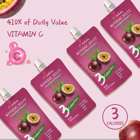 16 Pack, Hethstia Passion Fruit Konjac Jelly & High-Protein Ramen Cups Plant-Based, Low Sugar, Low Fat, Vegan