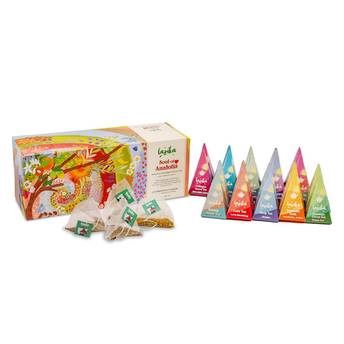 20 Counts, 4 Set, Lazika Tea Sampler with Lovely Presentation Box, of Each Blend Individually Wrapped, Black, Green