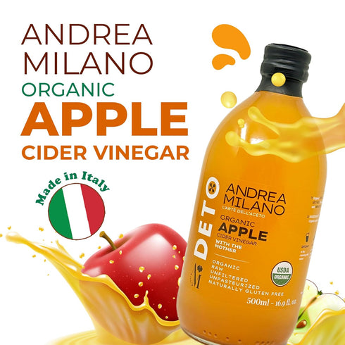Andrea Milano (16.9 oz(Pack 3)) Organic Apple Cider Vinegar Raw Italian Natural Vinegar with the Mother, Unfiltered
