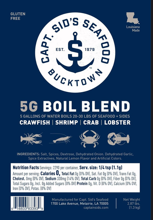Captain Sid's Seafood Boil Blend 5G 20-30lbs 2.87lbs Captain Sids Boil Blend (Boils of Seafood & Sides)