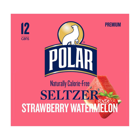 12oz 12 pack Polar Seltzer Water Strawberry Watermelon Can