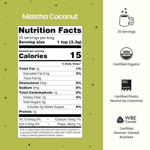 Pack 50 Blume Matcha Coconut & Blue Lavender Latte Powder Variety - Organic Superfood Boosters for Lattes, Coffee