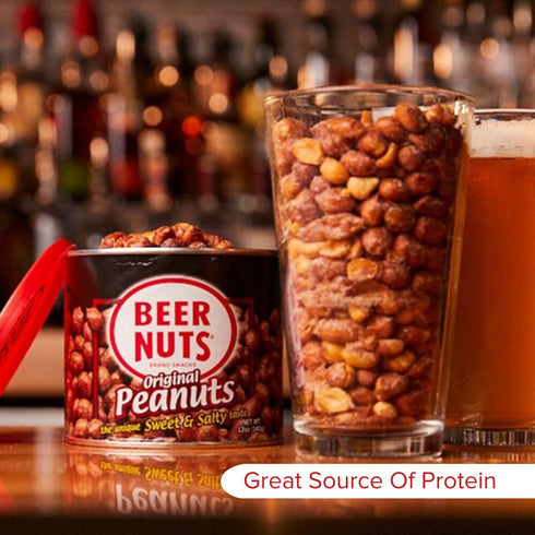 12oz (Pack 3) BEER NUTS Original Peanuts - Travel Size Sweet & Salty Bar Nuts - Gluten Free, Kosher, Low Sodium Peanut