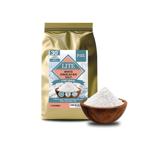 Pacific Pelican Iodized Lite White Himalayan Salt | 30% Less Sodium |