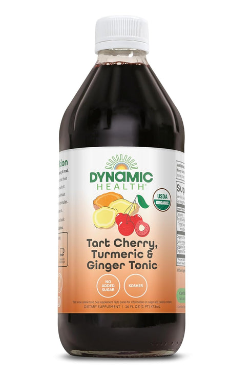 Dynamic Health Organic Tart Cherry Juice Tonic with Turmeric & Ginger -