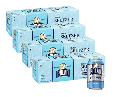 Polar Seltzer Water Original 100% Natural Sparkling Soda Beverage Soft Drink Cans