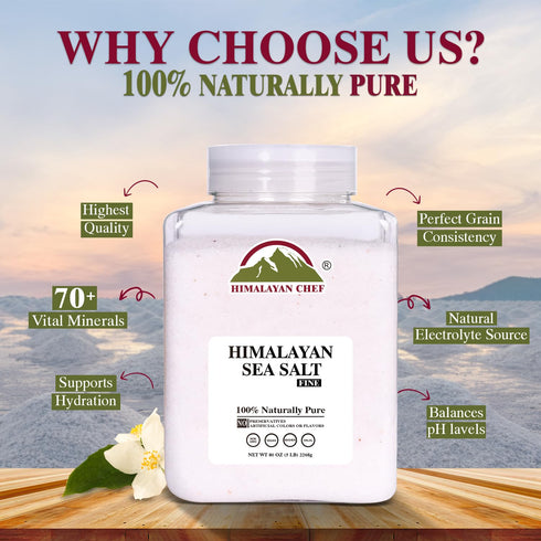5 lbs 100% 84 Himalayan Chef Sea Salt Fine Grain Himalayan Salt, Bulk Bag - Natural, Unrefined, Kosher, Rich in Organic