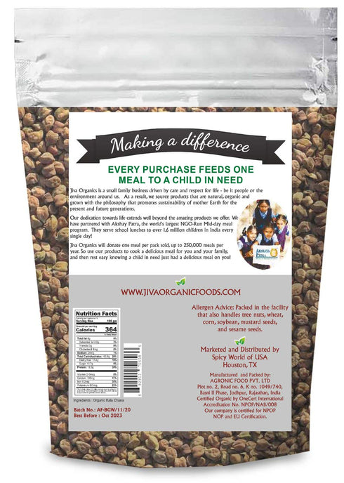 2 100% Jiva Organics Organic Kala Chana Pound Bulk Bag - Black Gram, Desi Black Chickpeas, Natural & Non-GMO