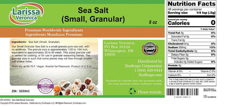 Larissa Veronica (8 oz, 525943) Sea Salt (Small, Granular) ZIN: