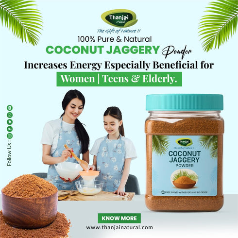 Thanjai Natural 500gram 100% Coconut Jaggery Powder Unrefined Natural No Preservatives Traditional Method Made