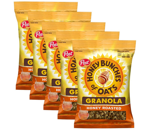 11 OZ (Pack 5) Honey Bunches of Oats Honey Roasted Granola Cereal, Bag
