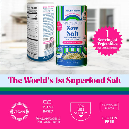 9 9oz 3 Spicewell - Himalayan Pink Salt Shaker - Boosted with Real Veggies, Less Sodium Than Table Salt - Fine Ground