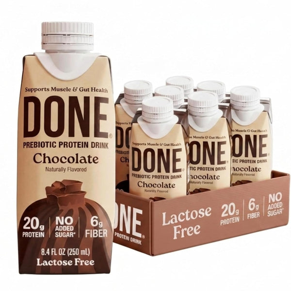Done Prebiotic Protein Drink, 20G Whey Protein, High Fiber Protein Shake With