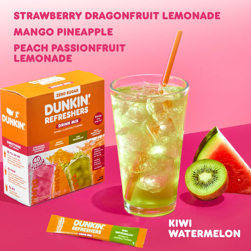 packets, 40 Pack, 40 Packets (40 Dunkin Zero Sugar Refreshers Singles To Go! Powdered drink mix Ct Variety Single serve
