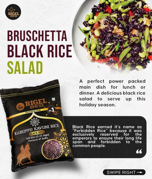 (4 Rigel Spices | Karuppu Kavuni Black Rice Pounds) | KINGS RICE | GLUTEN FREE | Ancient black rice