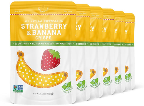 Natures Turn Freeze-Dried Strawberry Banana Crisps Healthy, Gluten-Free, Crispy & Delicious, Plant-Based