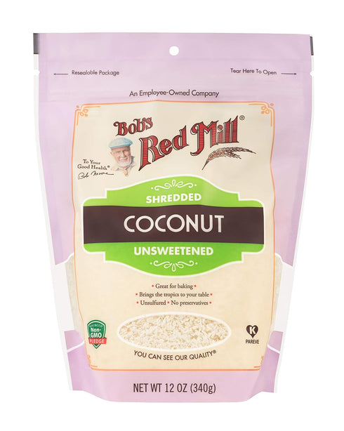 12oz (Pack 4) Bob's Red Mill Shredded Coconut, of - Non GMO, Fair Trade Certified, Vegan, Paleo Friendly, Keto Friendly