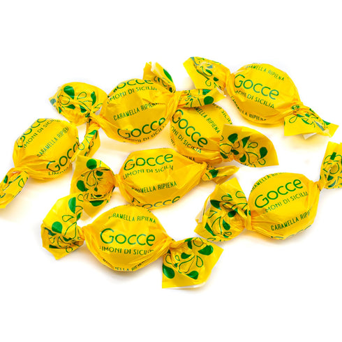 1 lb Italian Lemon Drops Hard Candy | Real Sicilian Lemon Juice | Hard Shell with Liquid Center, Individually Wrapped