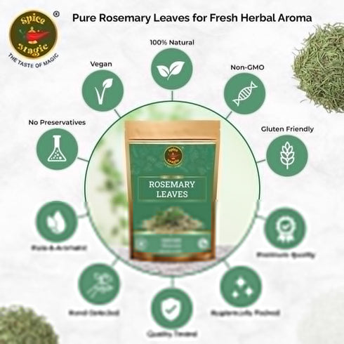 3 oz (85 Spice Magic Dried Rosemary Leaves, g) |Culinary Herb for Cooking, Seasoning, Meats, Seafood, Infused Oils