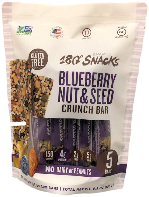180 Snacks Fruit Nut & Seed Crunch Bar, 1 Pack, 5 Snack Bars (Blueberry)