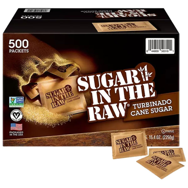 Generic Organic Sugar in The Raw, Raw Sugar Packets, Natural Sweetener, 500 Count