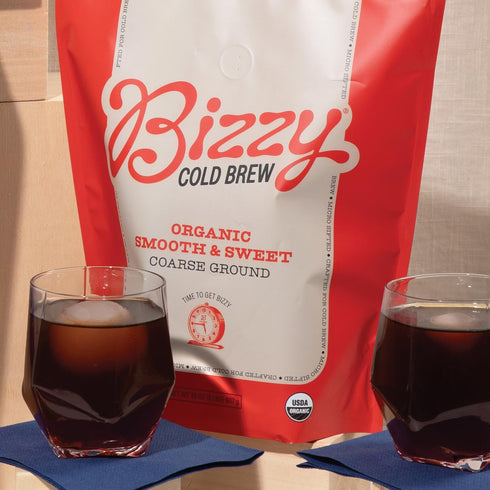 100% 2 LB Bizzy Organic Cold Brew Coffee | Smooth & Sweet Blend | Coarse Ground Coffee | Medium Roast | Micro Sifted |