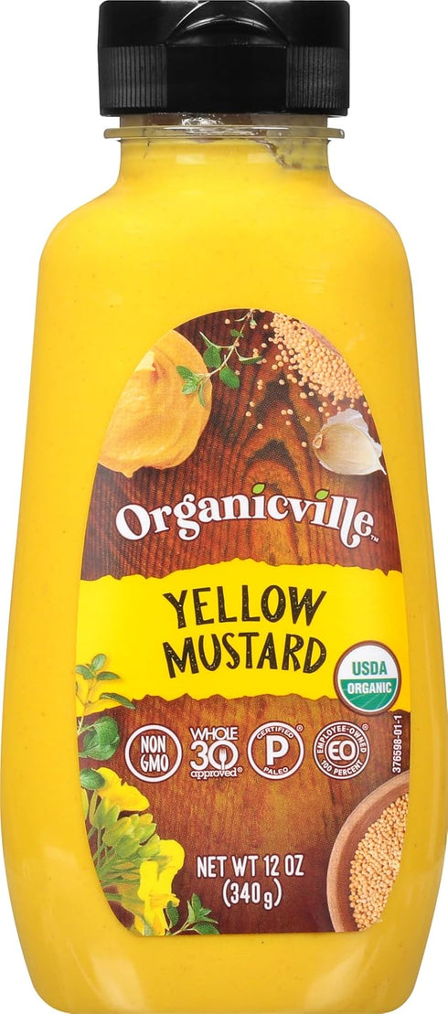 Organicville Yellow Mustard - Mustard Yellow Organic, Yellow Mustard, Vegan, Gluten Free,