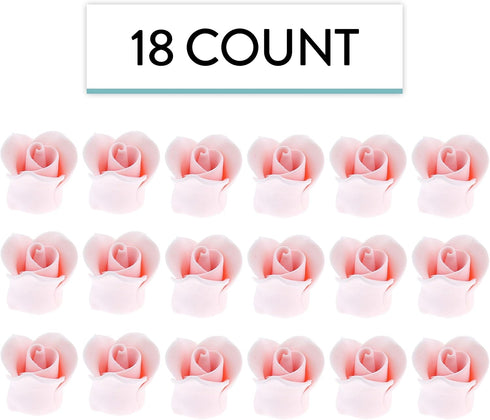 18 Count Global Sugar Art Rose Sugar Flowers, Pink Unwired, Very Small, by Chef Alan Tetreault