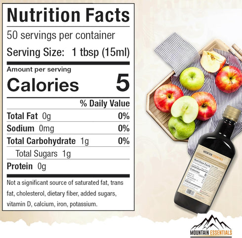 25 oz, 50 Pack 1 MOUNTAIN ESSENTIALS Apple Cider Vinegar with Fruit Juice Blend, Naturally Crafted Beverage Made