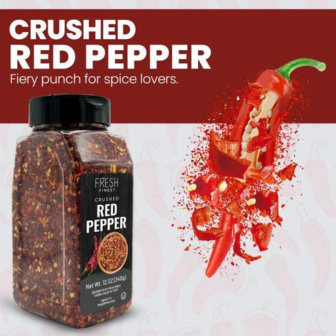 12oz Fresh Finest Crushed Red Pepper Chili Pepper Flakes for Pizza Dough, Sauces, Marinades No Preservatives or Fillers