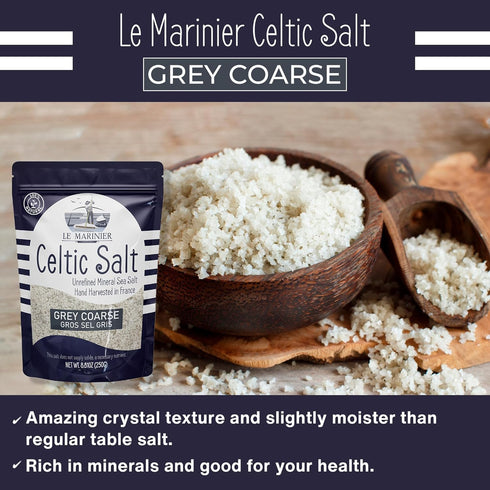 0.6lb 8.81oz. 100% (0.6lb Le Marinier Celtic Salt Organic Grey Coarse, Natural and Unrefined. French Sea Salt Mineral