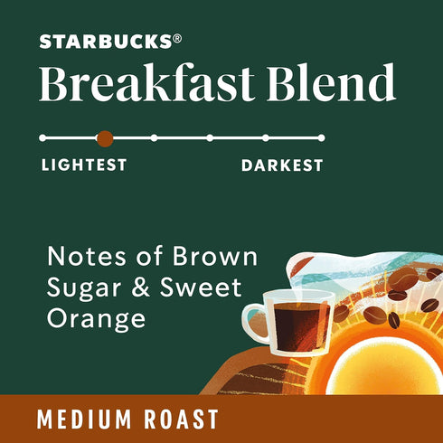 40 Starbucks K-Cup Coffee Pods, Medium Roast Hot or Iced Coffee, Breakfast Blend, Keurig Pods