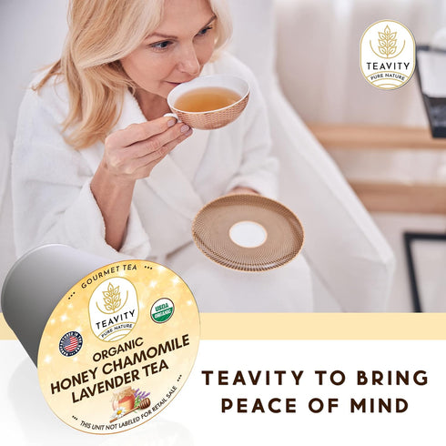 (36 Organic Chamomile and Lavender Tea Pods for Keurig - Decaf Herbal Tea for Keurig K Cups - Honey Chamomile Lavender