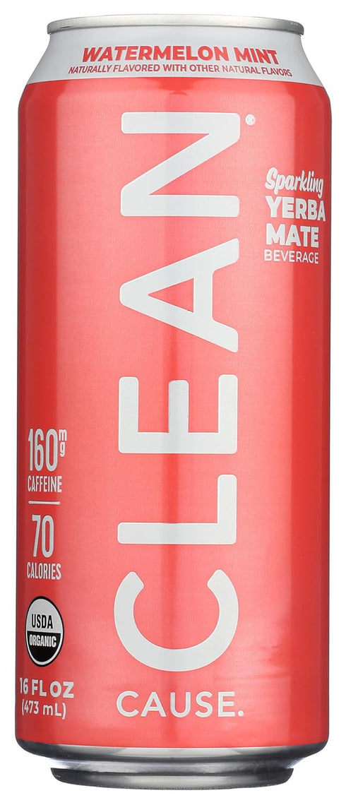 Clean Cause Organic Sparkling Watermelon Mint Yerba Mate, 16 FZ