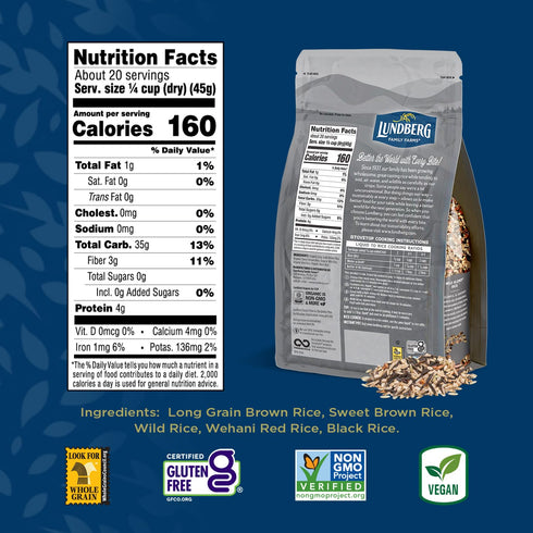 16 Oz (Pack 6) Lundberg Organic Wild Blend Rice - Wild Rice Blended with Long Grain Brown Rice, Sweet Brown Rice, Red