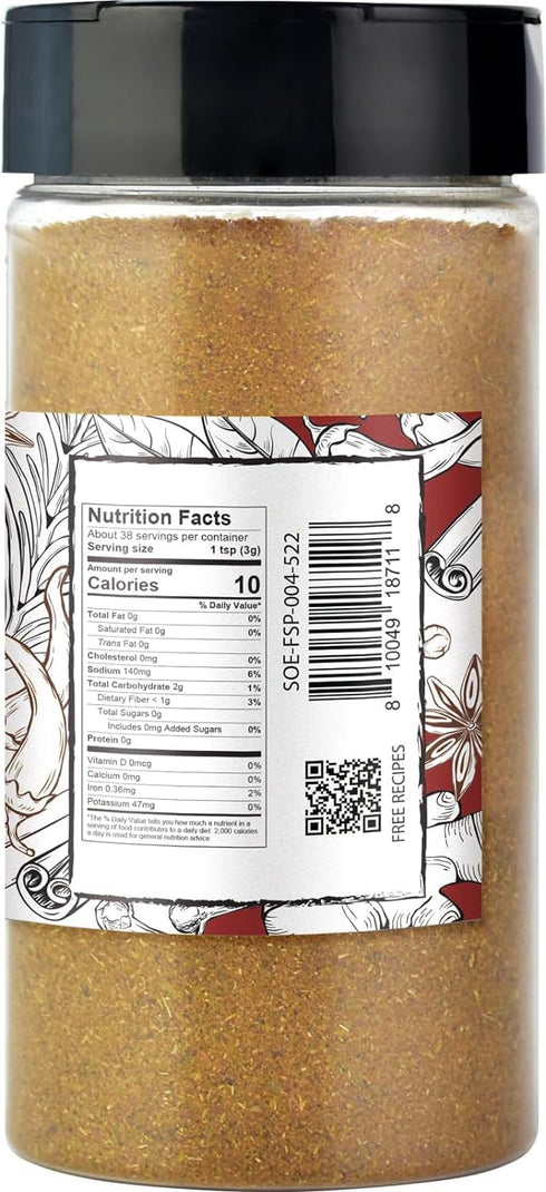 Soeos Chinese Five Spice 4 Ounce, Five Spice Powder, Five Spice Chinese Seasoning Non-GMO, Non-irradiated, No preservatives, No MSG