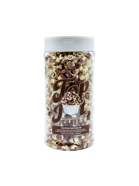 Pastry Chef's Boutique White Dark Duo Blossom Belgian Chocolate Curl Topping for