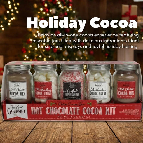 Set, 2-Pack, Hot Chocolate Cocoa Bar Gourmet Cocoa Powder, Marshmallows & Peppermint Candy Kit, Winter Holiday Gift