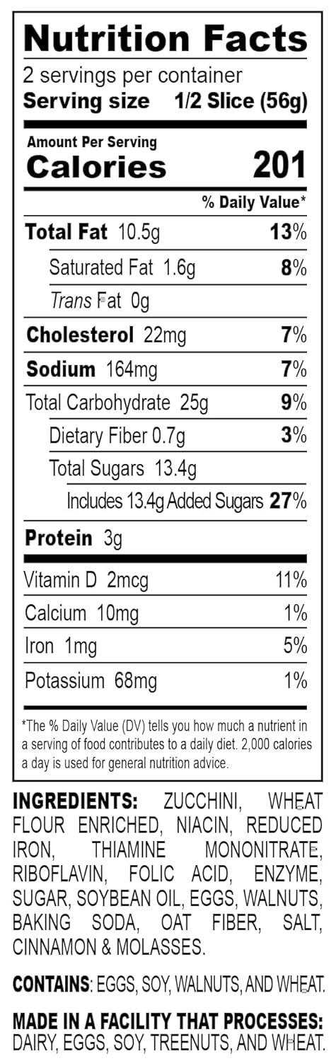Naturally Delicious (16 Pack) Nadel - ZUCCHINI CAKE Sweet Breads & Cakes Slices, Back to School lunch snack, breakfast