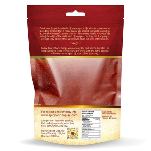 Spicy World Annatto Powder, 7 Oz Bag of Premium Ground Annatto Seed for Vibrant Latin American Dishes