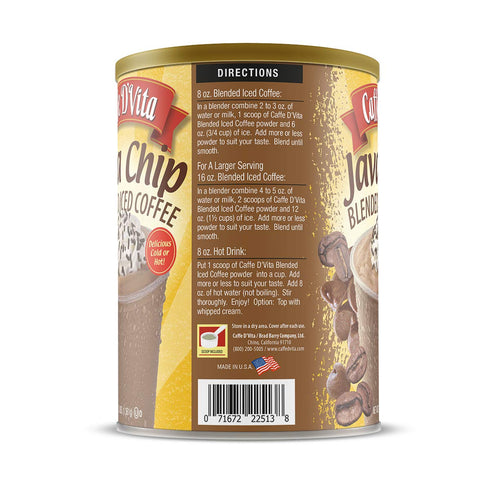 3 Lb Caffe D'Vita Java Chip Latte Blended Ice Coffee - Java Chip Frappe Mix, Blended Iced Coffee Mix, Gluten Free, Low