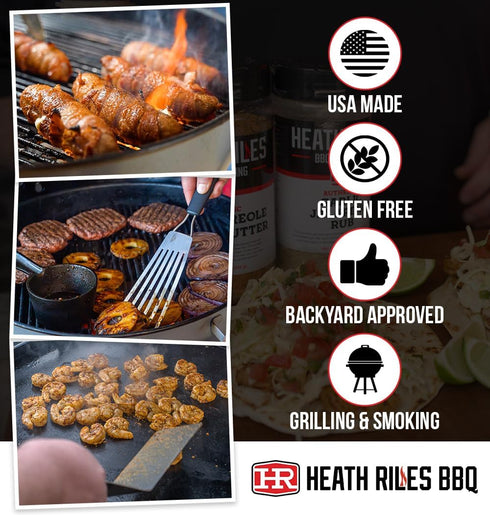 80+ 12 oz Heath Riles BBQ Hot Honey Peach BBQ Glaze Sweet & Spicy Peach BBQ Sauce, Rib Glaze for Ribs, Pork, or Ham