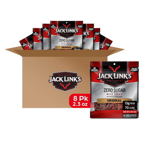 Jack Link's Beef Jerky, Original, Zero Sugar - Flavorful Meat Snacks, Ready