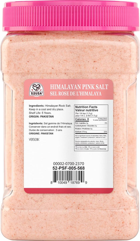 52USA 80oz (5 100% Himalayan Pink Salt Fine, Fine Ground Table and Cooking Salt, Pound), Real, Pure, Unrefined