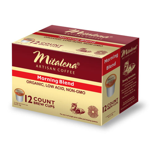 Pack 72 6 Mitalena Artisan Coffee Variety - Low Acid Organic Coffee Pods, Compatible with Keurig K Cup Coffee Maker