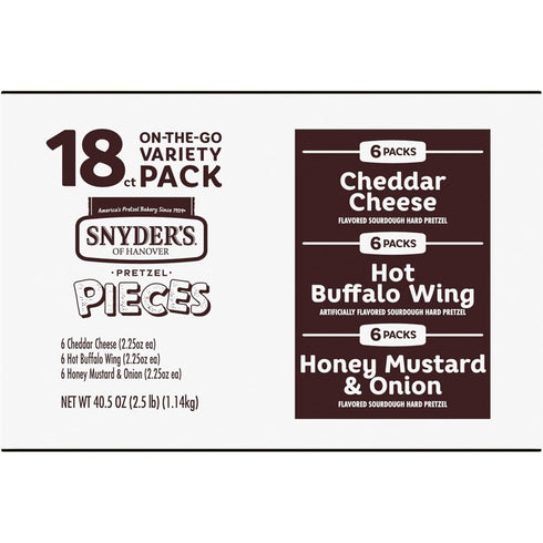 Pack Packs, 2.25 Oz, 18 (Pack 18) Snyder's of Hanover Pretzel Pieces, Variety of Pretzels Individual Ct