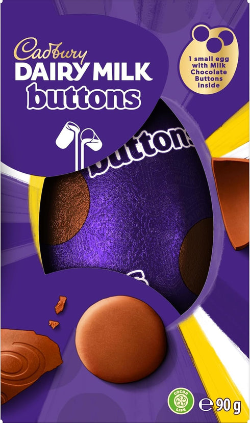 Cadbury 1 90 (Pack 1) Dairy Milk Buttons Easter Egg, Includes Small Egg with Milk Chocolate Buttons Inside, Gift