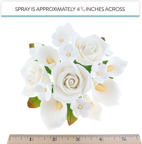 Global Sugar Art Calla Lily and Peace Rose Sugar Flower Bouquet, White Wedding Cake Topper by Chef Alan Tetreault